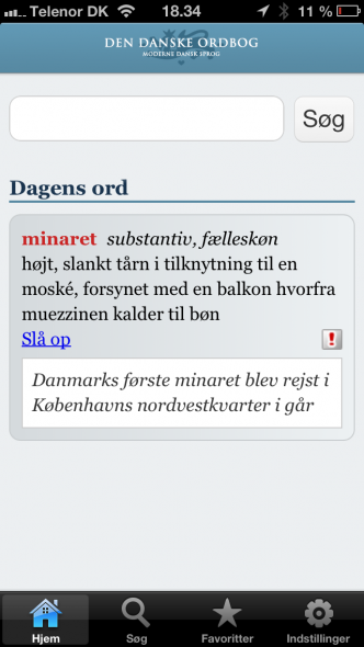Den Danske Ordbog - dagens ord minaret